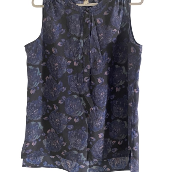 LOFT Blue Sleeveless Blouse with Floral Print - Picture 2 of 7